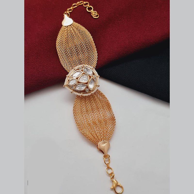 Vivah Creations Rose Gold Plated Kundan Adjustable Bracelet