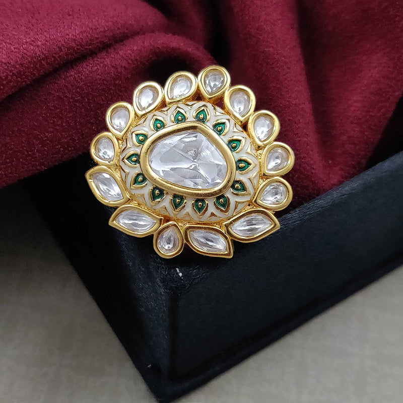 Vintage Floral Meenakari 22k Gold Ring – Andaaz Jewelers
