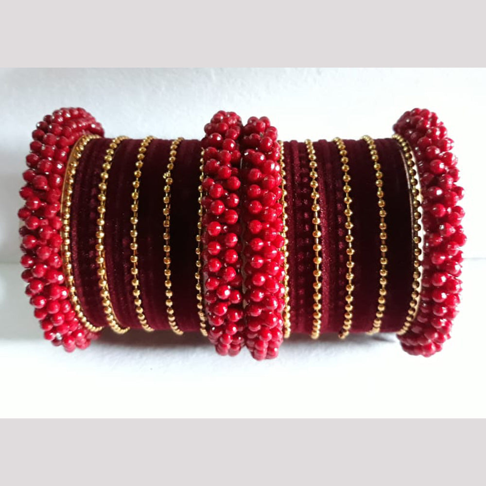 Ravechi Art Gold Plated Velvet Bangles Set