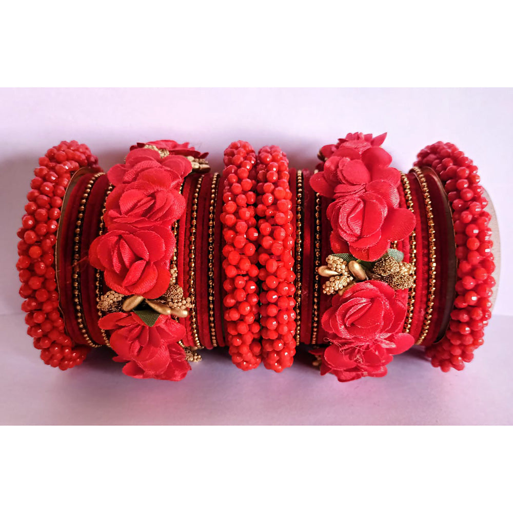 Ravechi Art Gold Plated Velvet Bangles Set