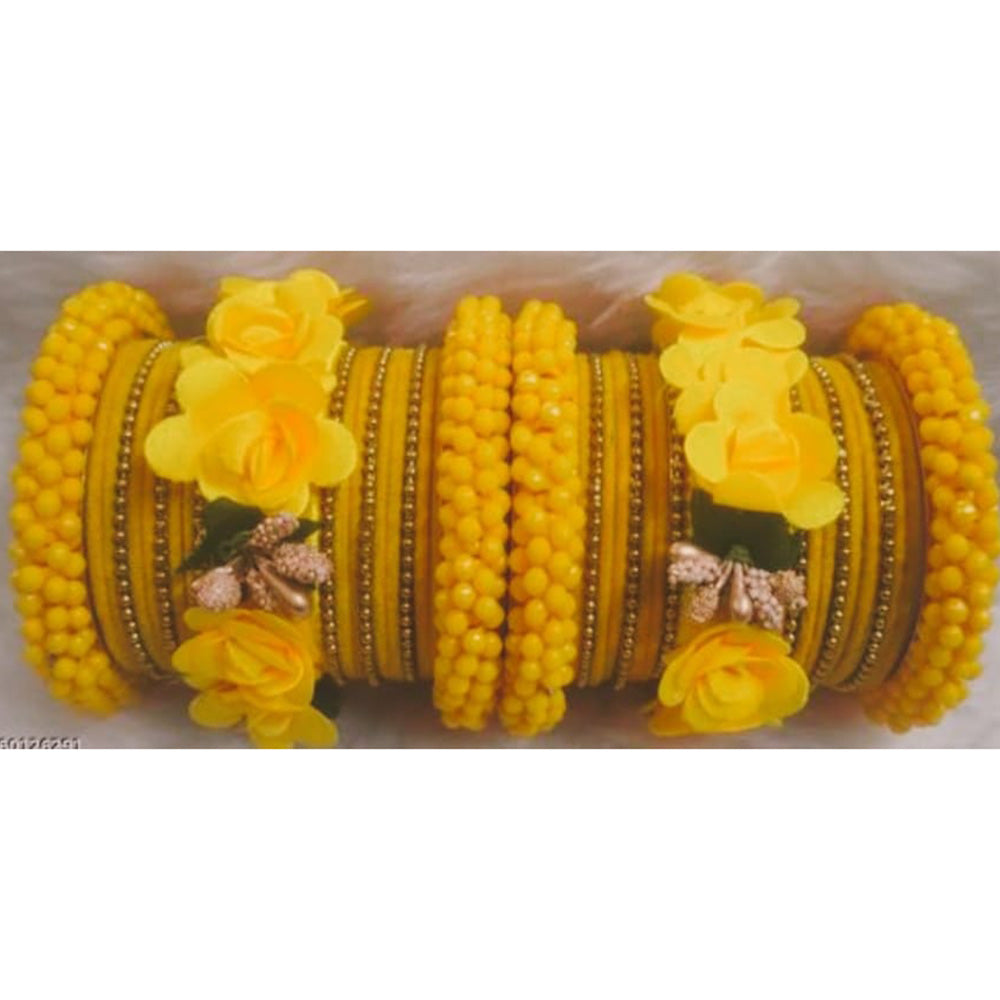 Ravechi Art Gold Plated Velvet Bangles Set