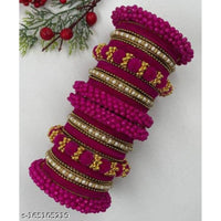 Ravechi Art Gold Plated Velvet Bangles Set