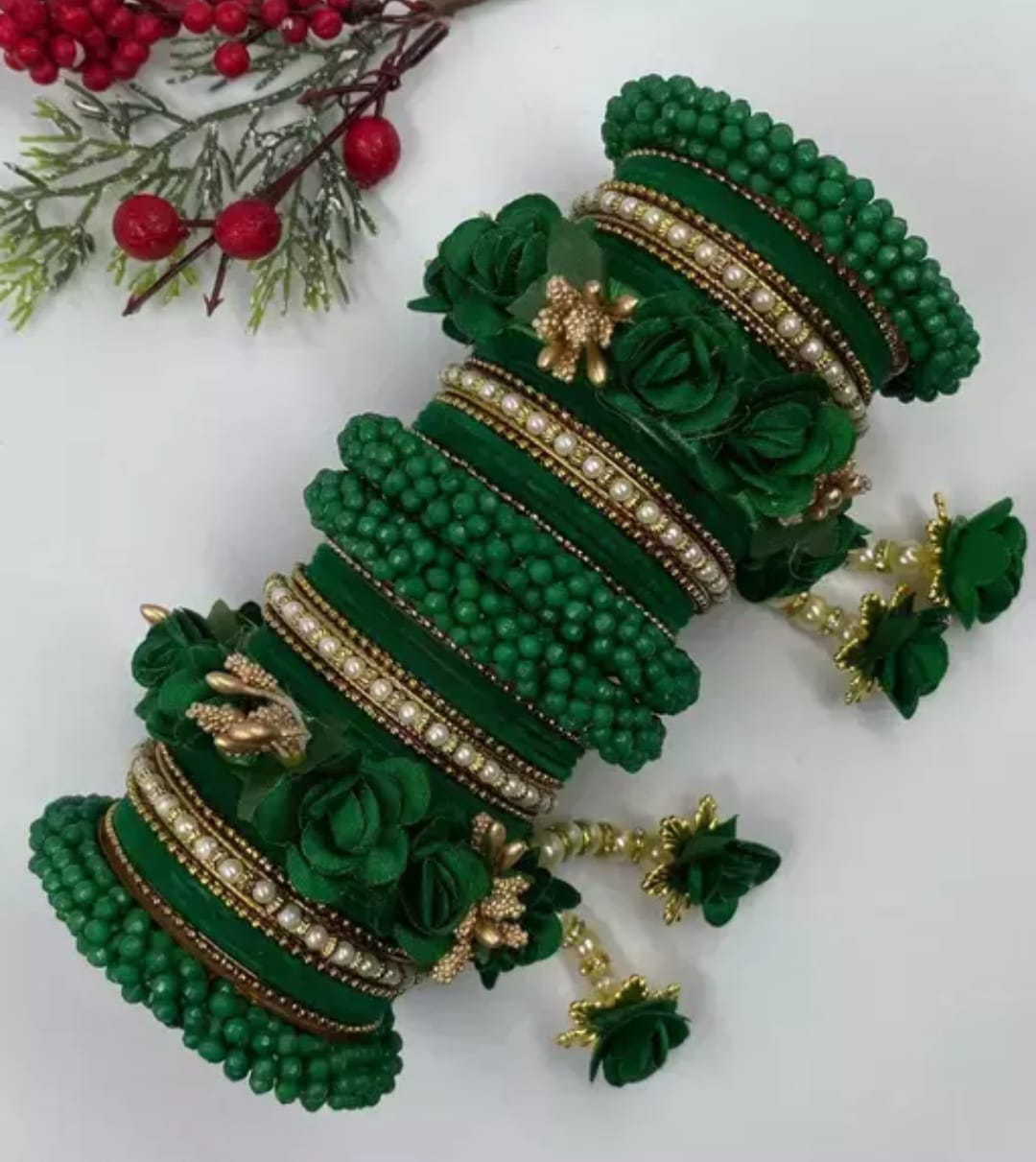 Ravechi Art Gold Plated Velvet Bangles Set