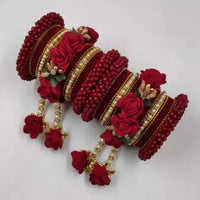 Ravechi Art Gold Plated Velvet Bangles Set