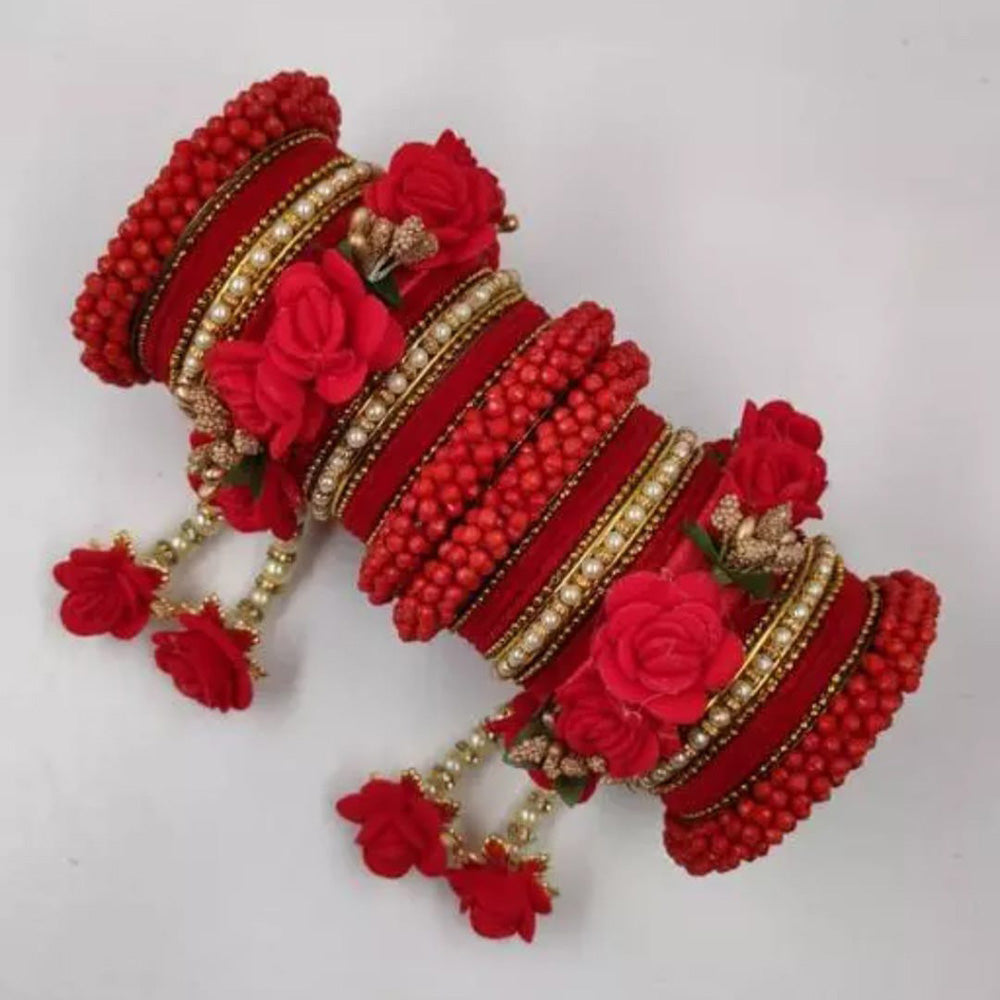 Ravechi Art Gold Plated Velvet Bangles Set