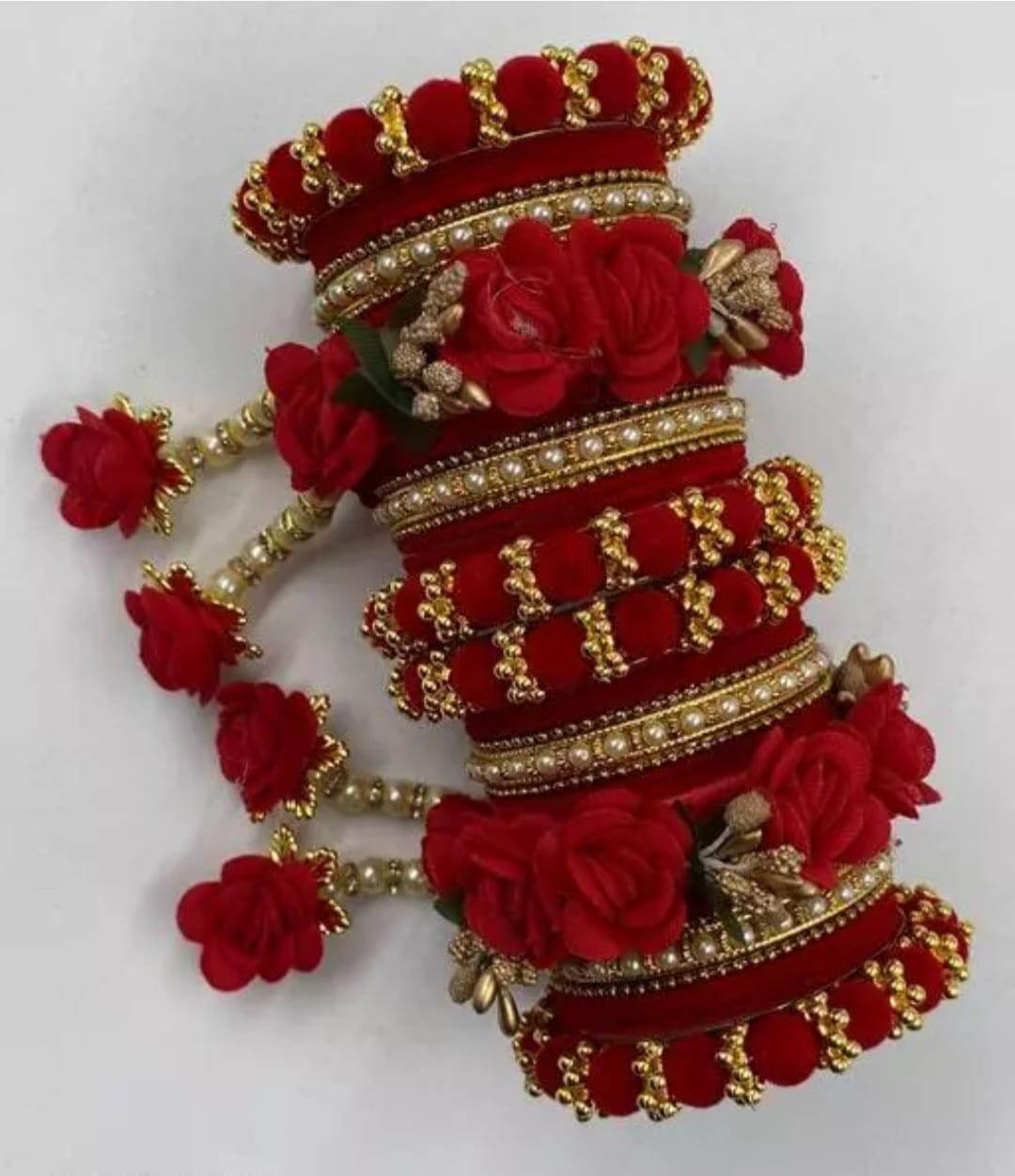 Ravechi Art Gold Plated Velvet Bangles Set