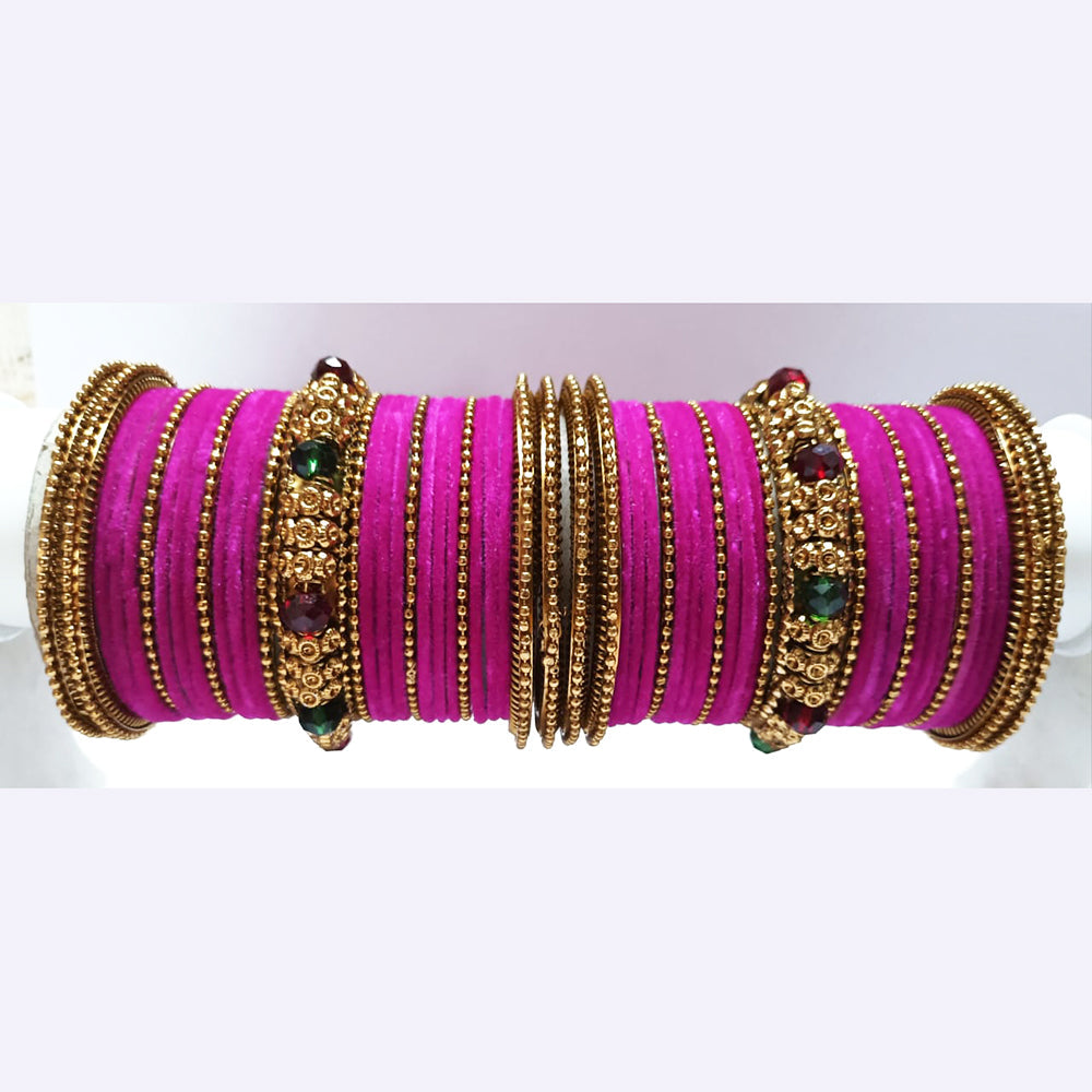 Ravechi Art Gold Plated Velvet Bangles Set