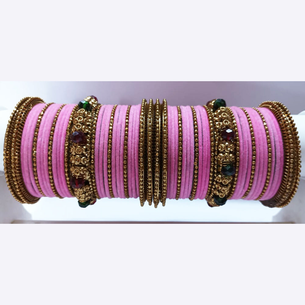 Ravechi Art Gold Plated Velvet Bangles Set