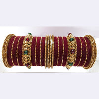 Ravechi Art Gold Plated Velvet Bangles Set