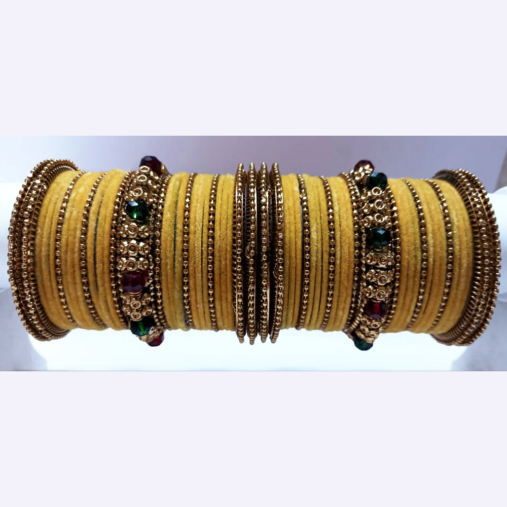 Ravechi Art Gold Plated Velvet Bangles Set