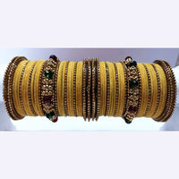 Ravechi Art Gold Plated Velvet Bangles Set