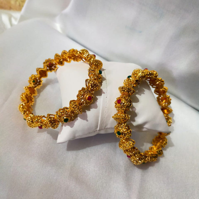 Akruti Collection Gold Plated Pota Stone Bangles Set