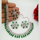 Akruti Collection Silver Plated AD Stone Necklace Set