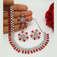 Akruti Collection Silver Plated AD Stone Necklace Set