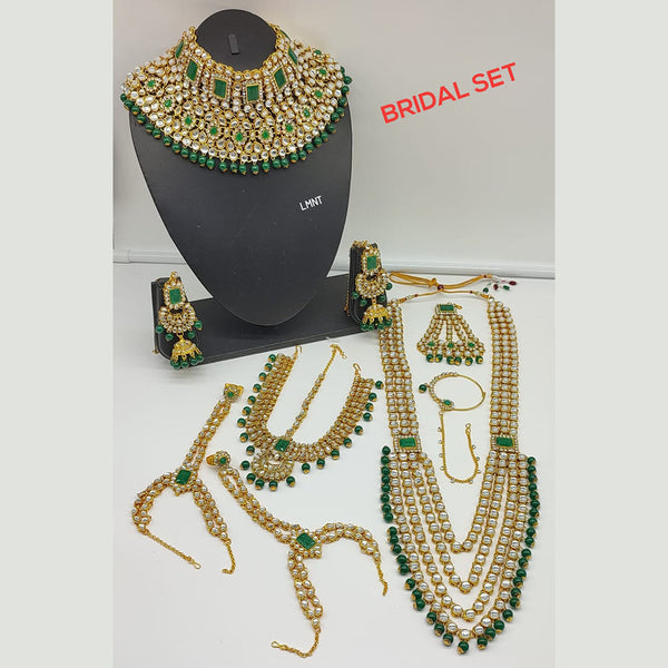 Akruti Collection Gold Plated Kundan & Beads Bridal Set