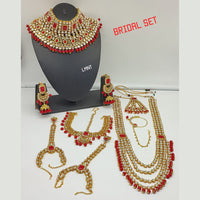 Akruti Collection Gold Plated Kundan & Beads Bridal Set