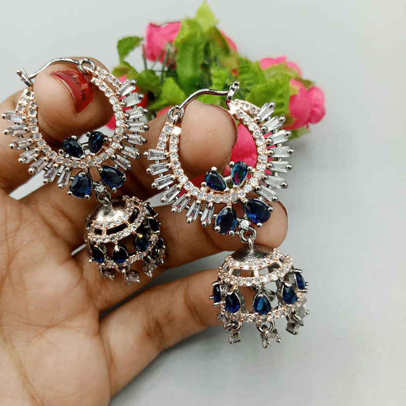 Akruti Collection 2 Tone Plated AD Stone Jhumki Earrings