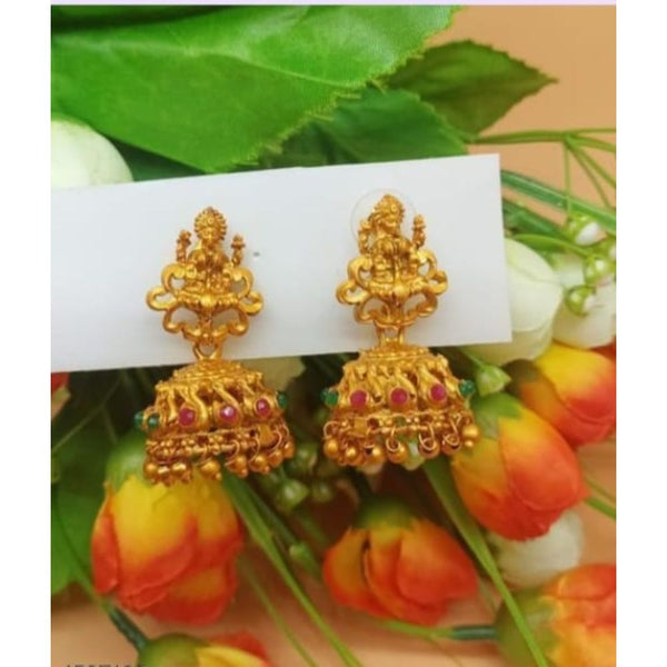 Akruti Collection Gold Plated Assorted Color Pota Stone Jhumki Earrings