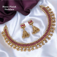 Akruti Collection Gold Plated Pota Stone Necklace Set