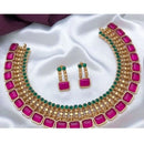 Akruti Collection Gold Plated Pota Stone Necklace Set