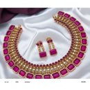 Akruti Collection Gold Plated Pota Stone Necklace Set