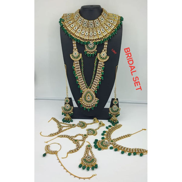 Akruti Collection Gold Plated Pota Stone Bridal Set