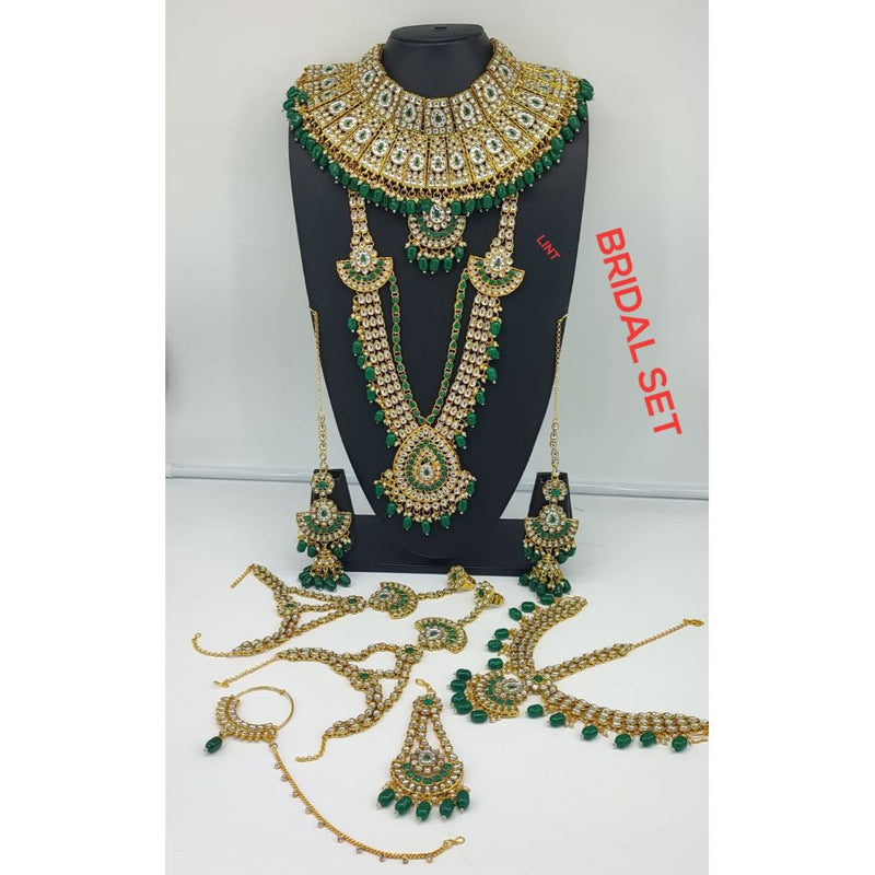 Akruti Collection Gold Plated Pota Stone Bridal Set