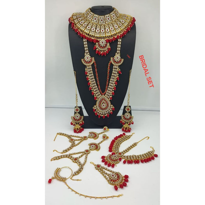 Akruti Collection Gold Plated Pota Stone Bridal Set