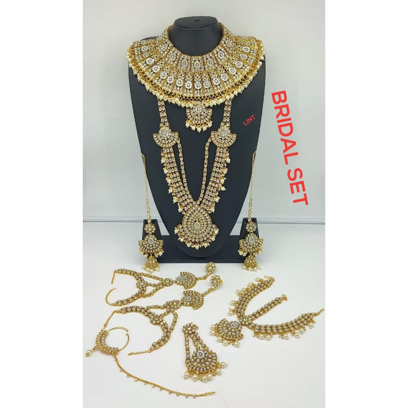 Akruti Collection Gold Plated Pota Stone Bridal Set