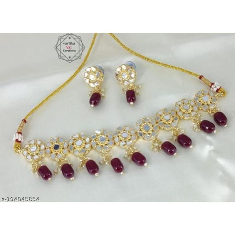 Akruti Collection Gold Plated Mirror Necklace Set