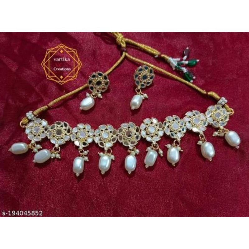 Akruti Collection Gold Plated Mirror Necklace Set