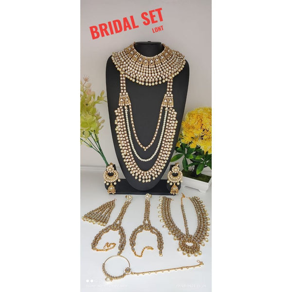Akruti Collection Gold Plated Kundan Stone Bridal Set