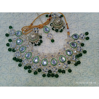 Akruti Collection Gold Plated Kundan & Beads Necklace Set