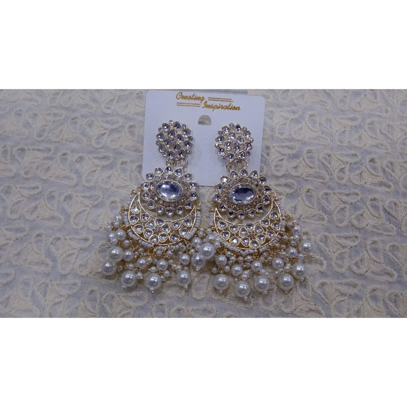 Akruti Collection Gold Plated Kundan Stone Dangler Earrings