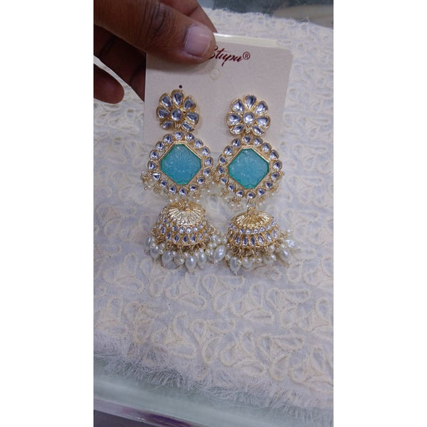 Akruti Collection Gold Plated Crystal Stone Jhumki Earrings