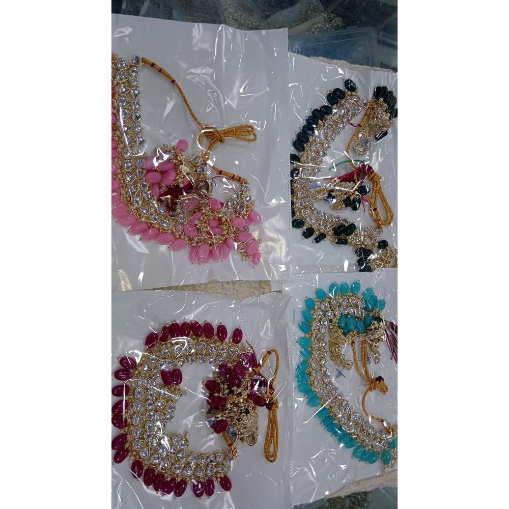 Akruti Collection Gold Plated Kundan Stone Necklace Set