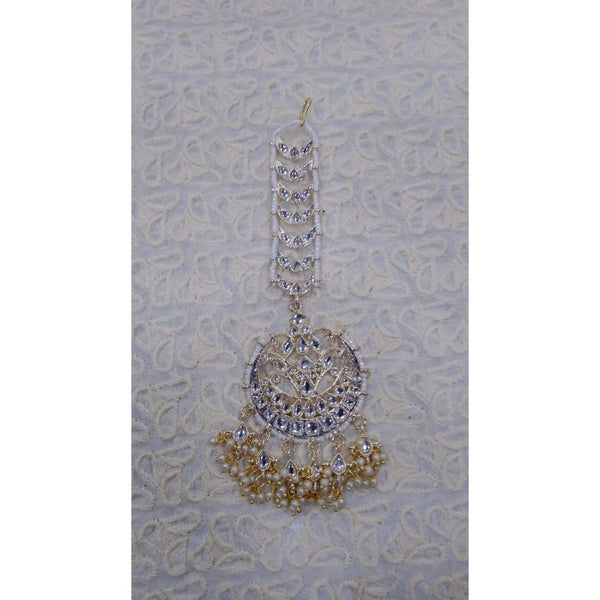 Akruti Collection Gold Plated Kundan Stone Maangtikka