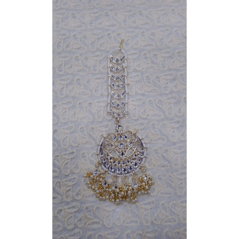 Akruti Collection Gold Plated Kundan Stone Maangtikka