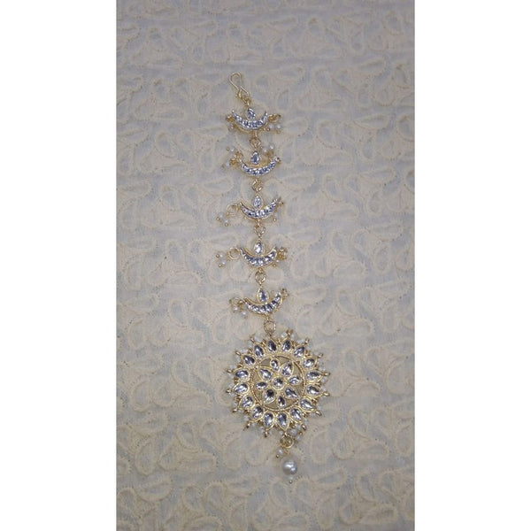 Akruti Collection Gold Plated Kundan Stone Maangtikka