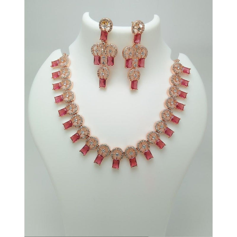 Akruti Collection Gold Plated AD  Necklace Set