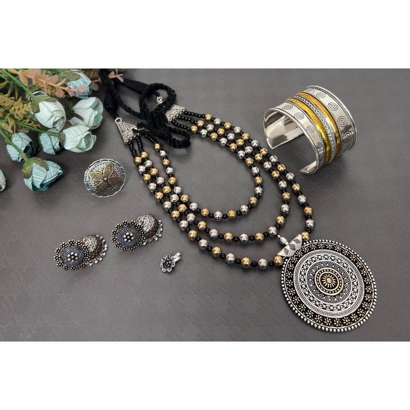 Akruti Collection Oxidised Combo Set