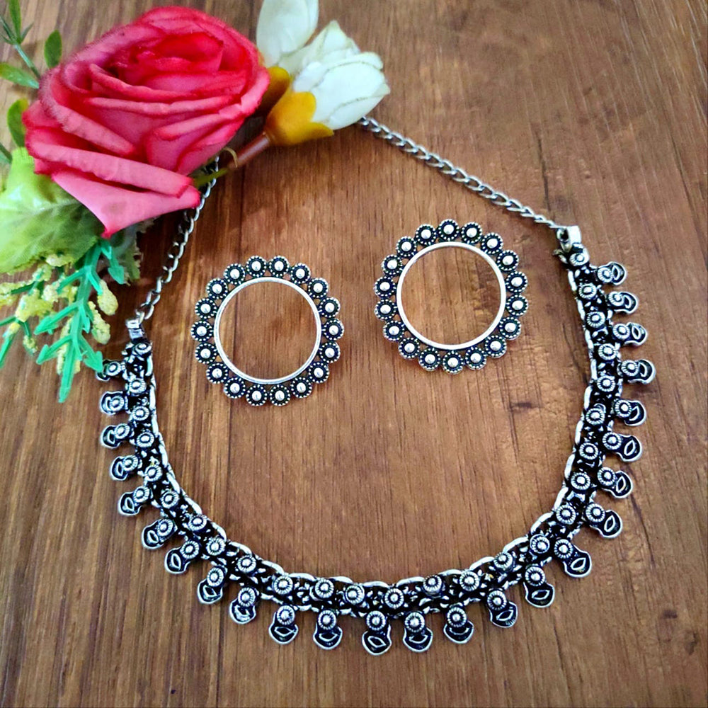 Akruti Collection Oxidised Plated Necklace Set