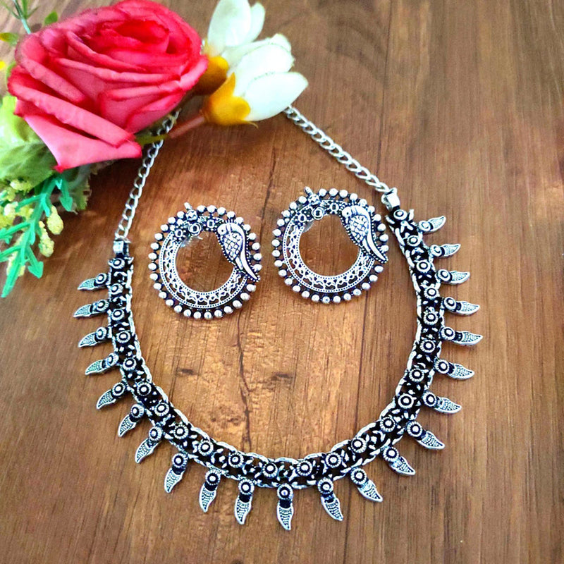 Akruti Collection Oxidised Plated Necklace Set