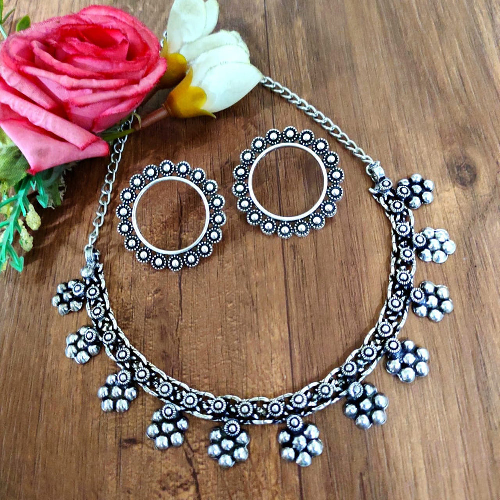 Akruti Collection Oxidised Plated Necklace Set