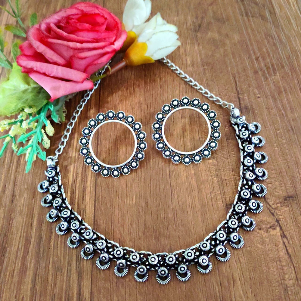 Akruti Collection Oxidised Plated Necklace Set