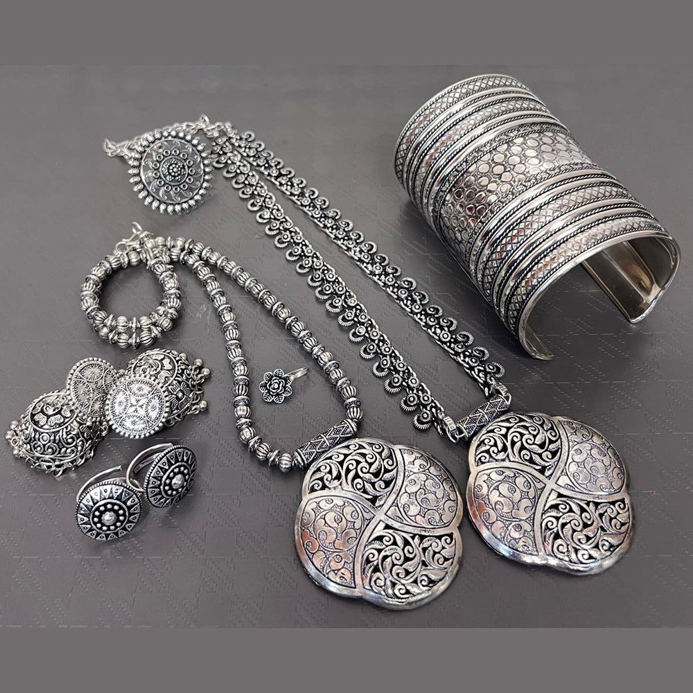 Akruti Collection Oxidised Plated Combo Set