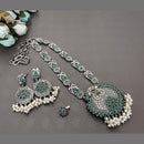 Akruti Collection Oxidised Plated Long Necklace Set With Nose Pin