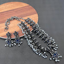 Akruti Collection Oxidised Plated Long Necklace Set