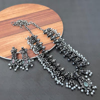 Akruti Collection Oxidised Plated Long Necklace Set