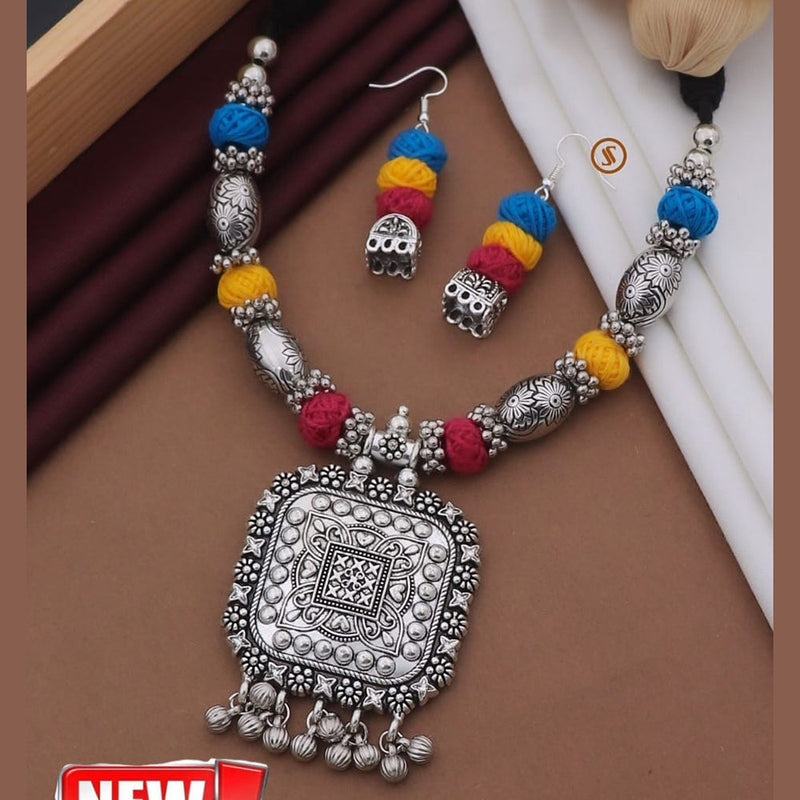 Akruti Collection Oxidised Plated Navratri Necklace Set